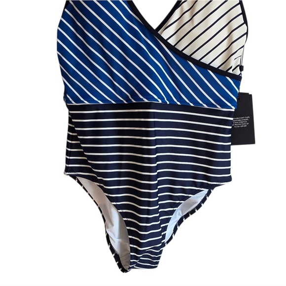 Tommy Hilfiger Navy and White Striped One Piece Swimsuit Sz 6 NEW - Picture 4 of 13